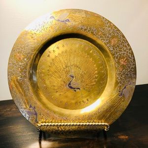 Vintage Brass Peacock Plate